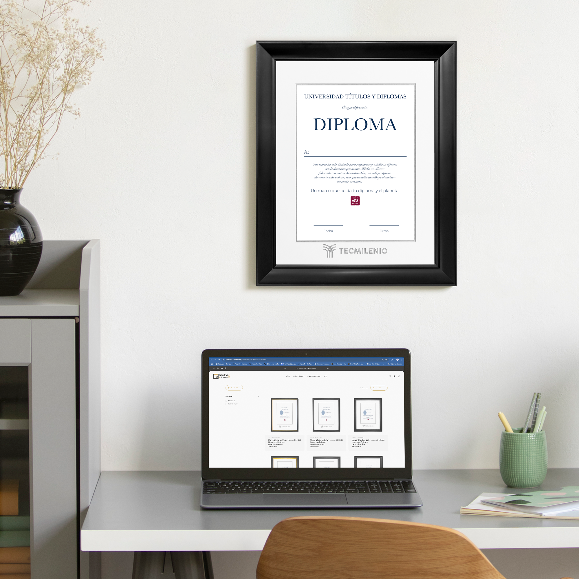 Diploma oficial Tecmilenio Marco color negro