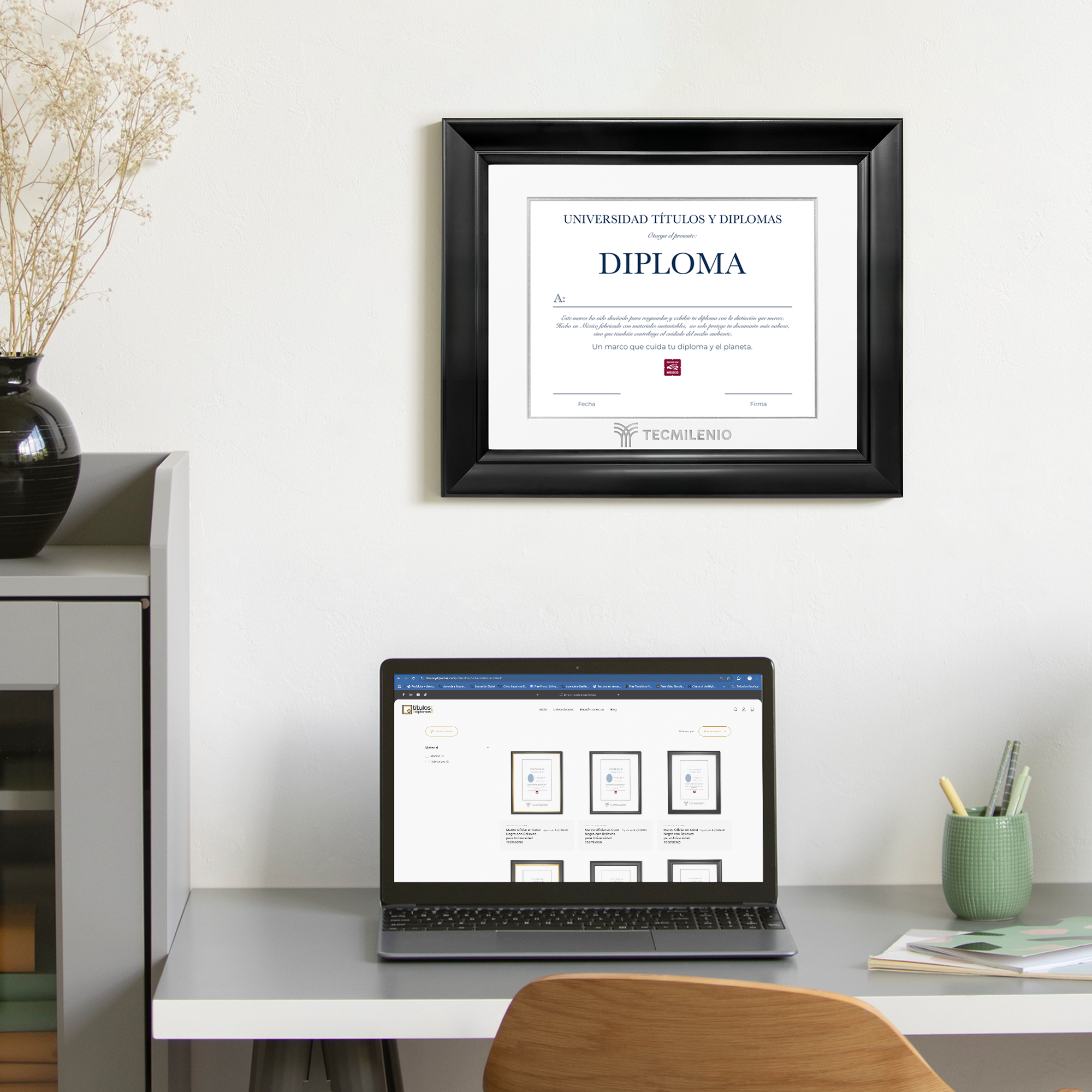 Diploma oficial Tecmilenio Marco color negro