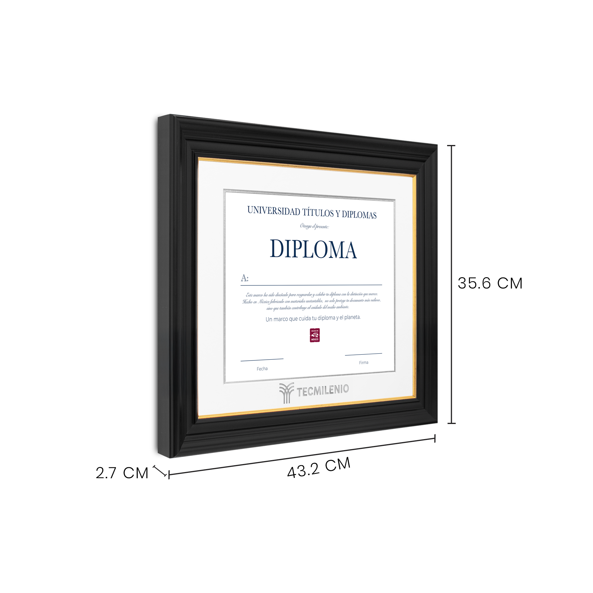 Diploma oficial Tecmilenio Marco color negro