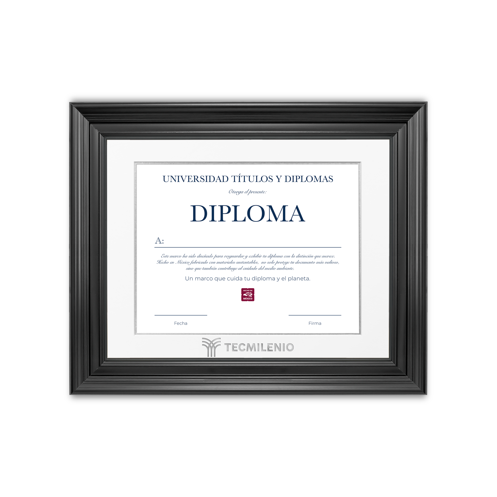 Diploma oficial Tecmilenio Marco color negro con relieves