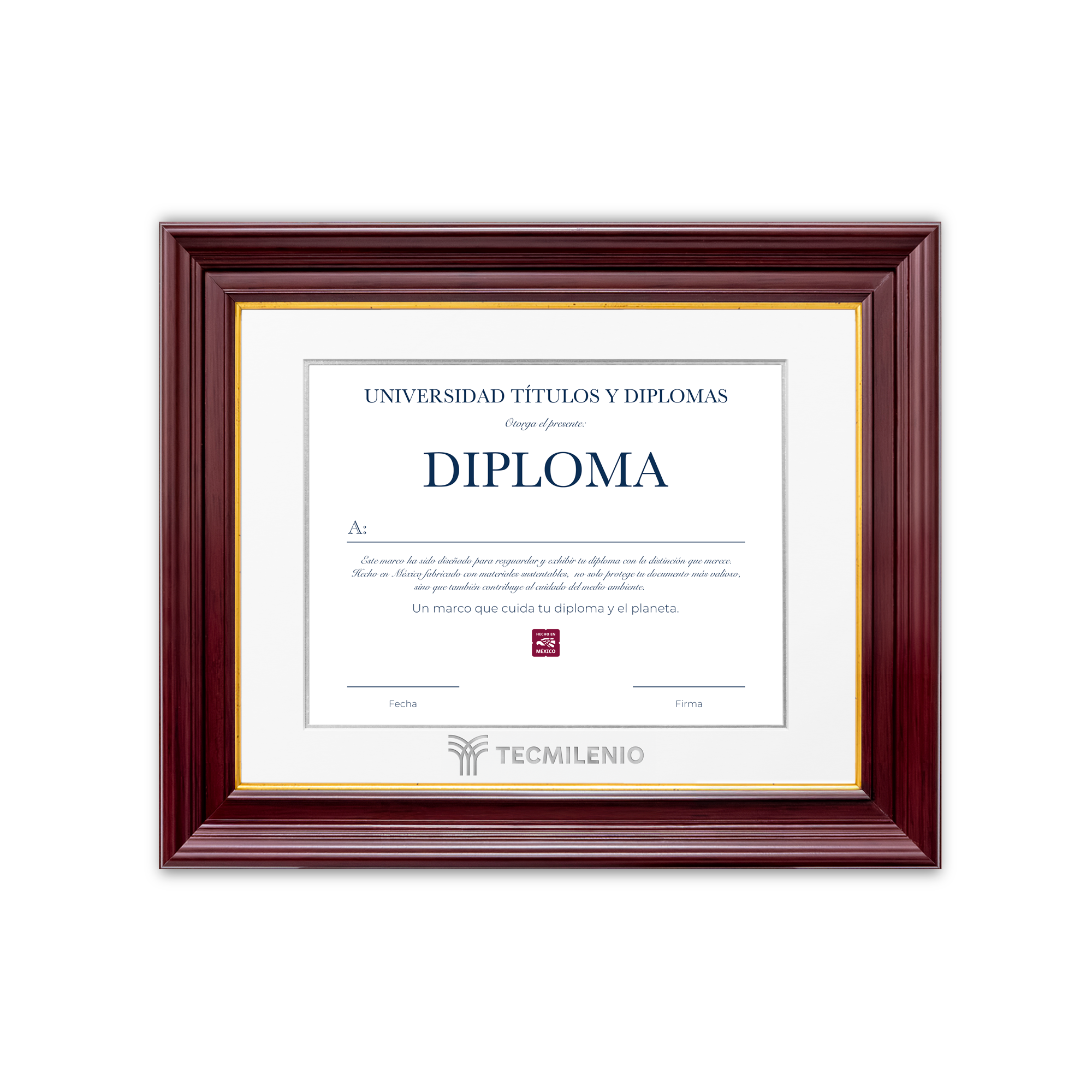 Diploma oficial Tecmilenio Marco color caoba