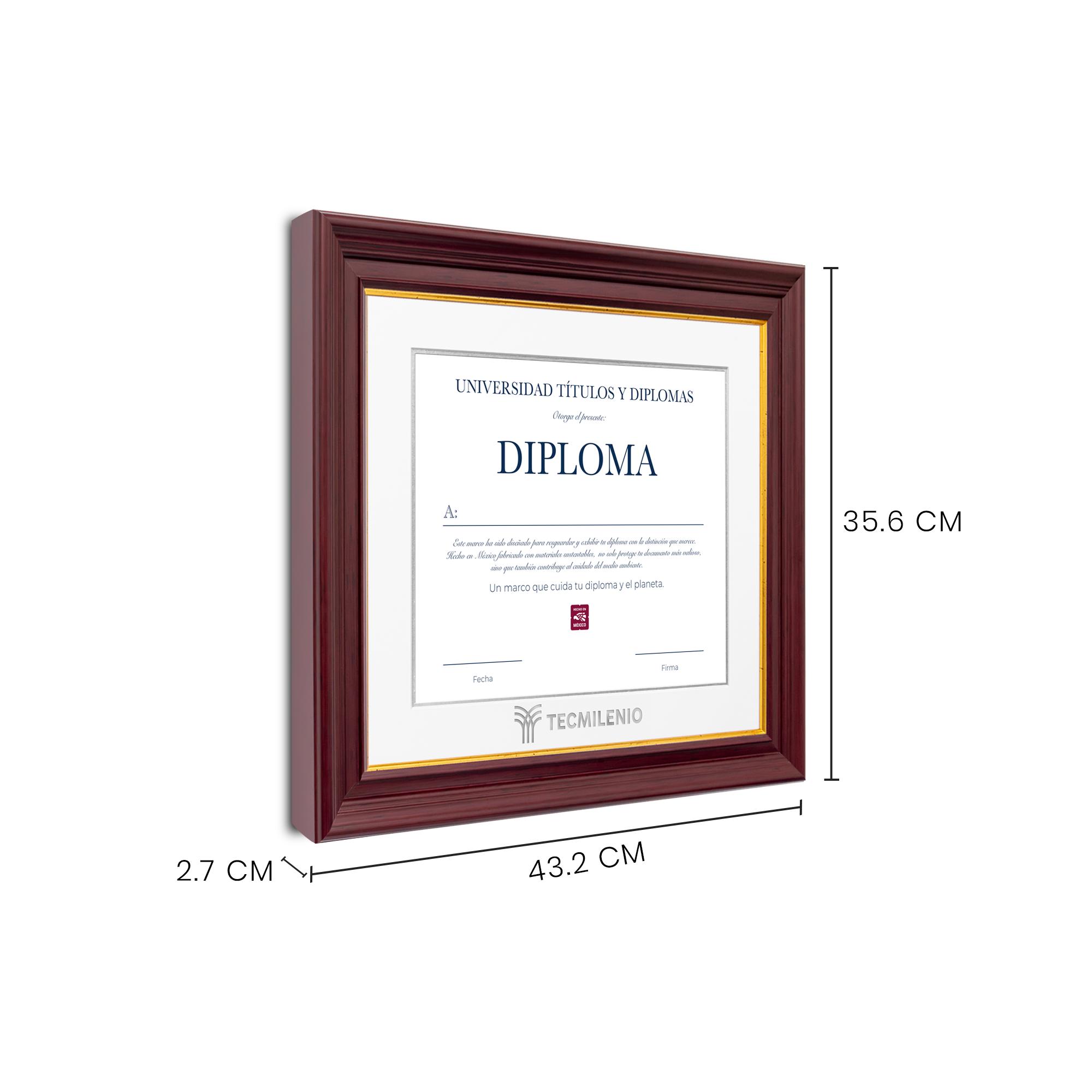 Diploma oficial Tecmilenio Marco color caoba