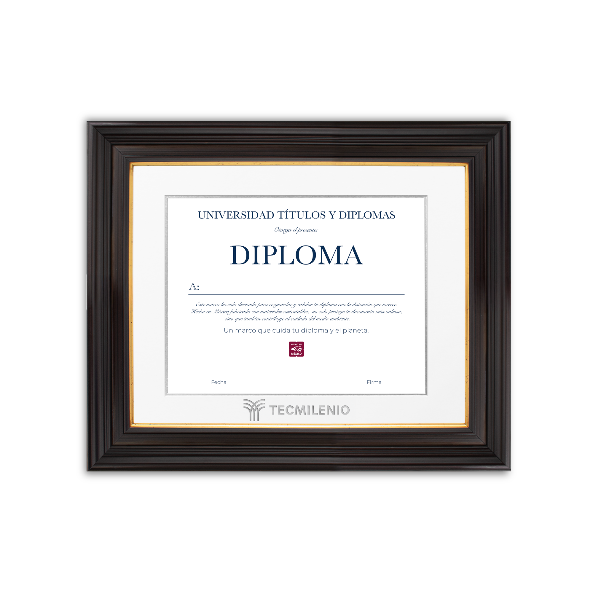 Diploma oficial Tecmilenio Marco negro con filo dorado