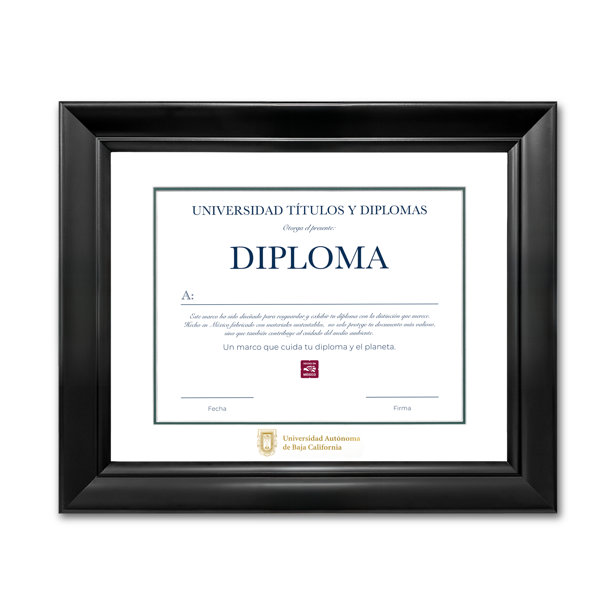Diploma oficial UABC Marco color negro