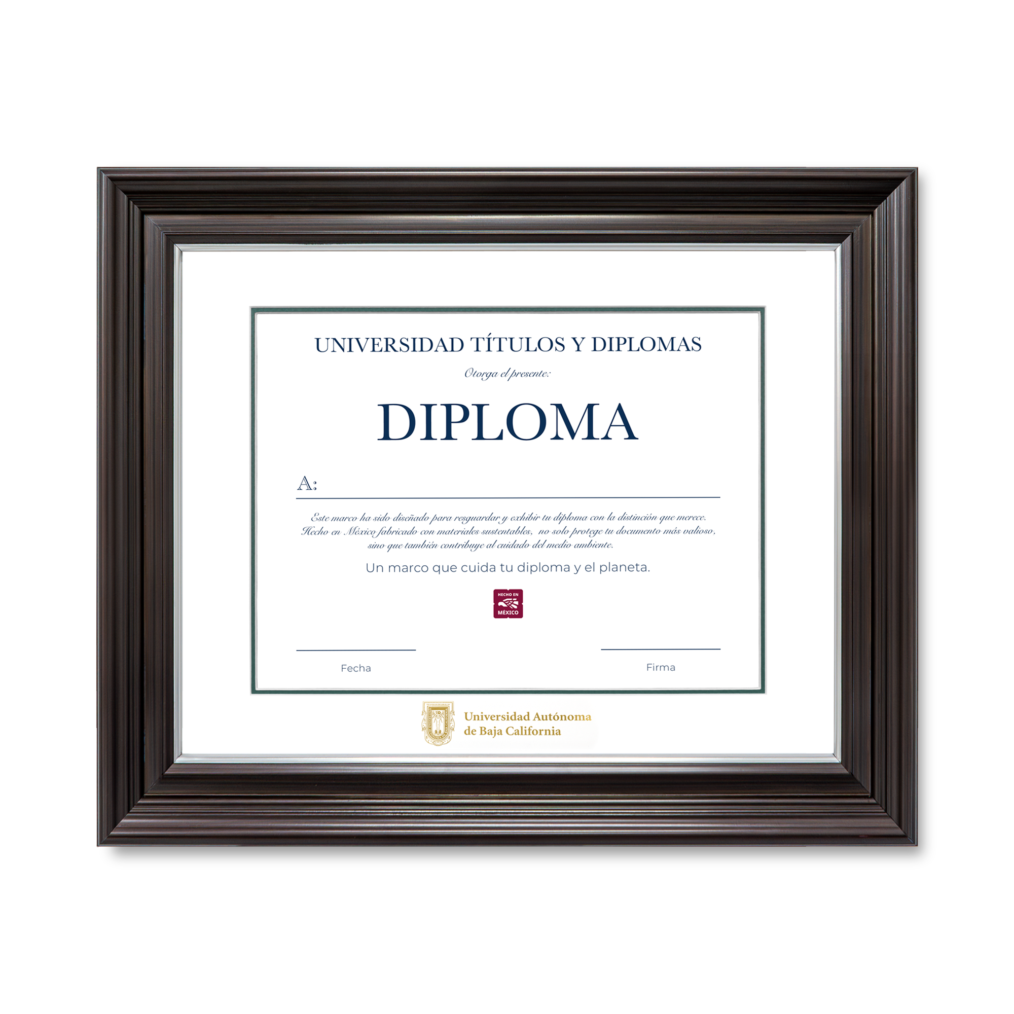 Diploma oficial UABC marco color negro