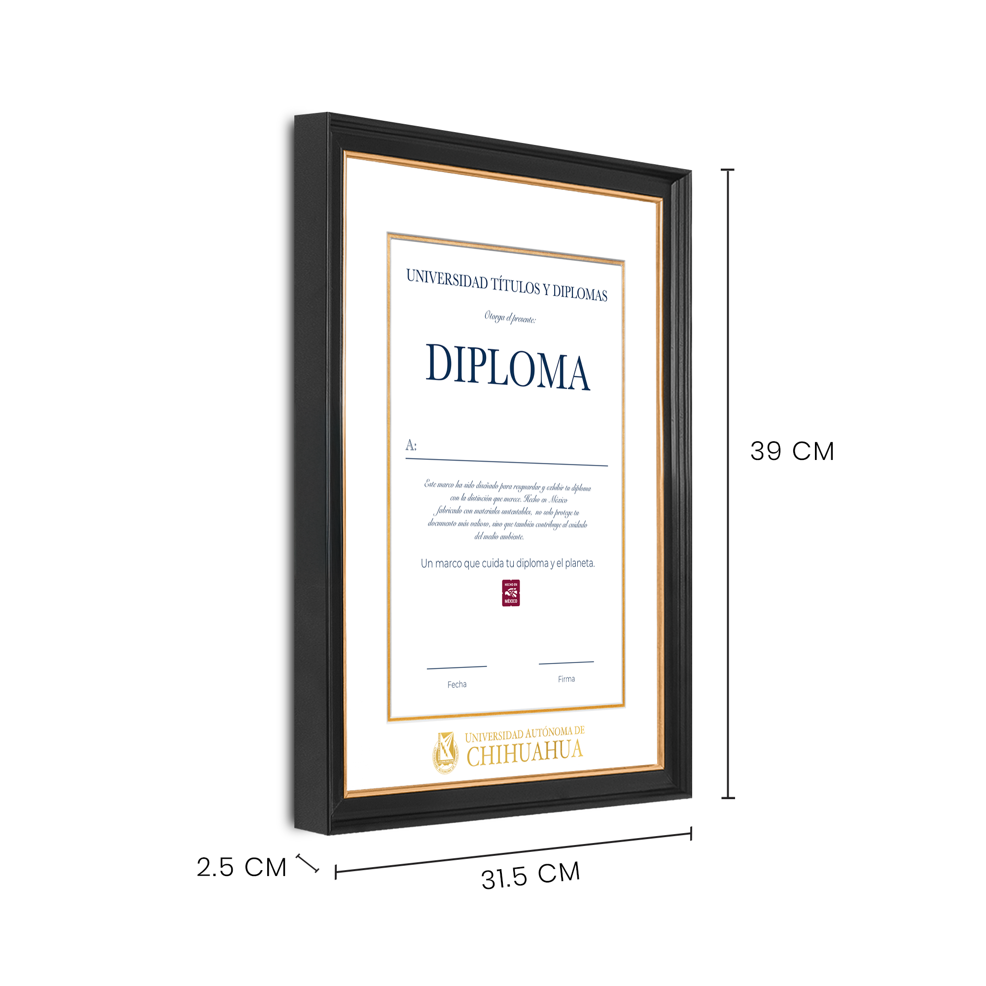 Diploma oficial UACH Marco negro