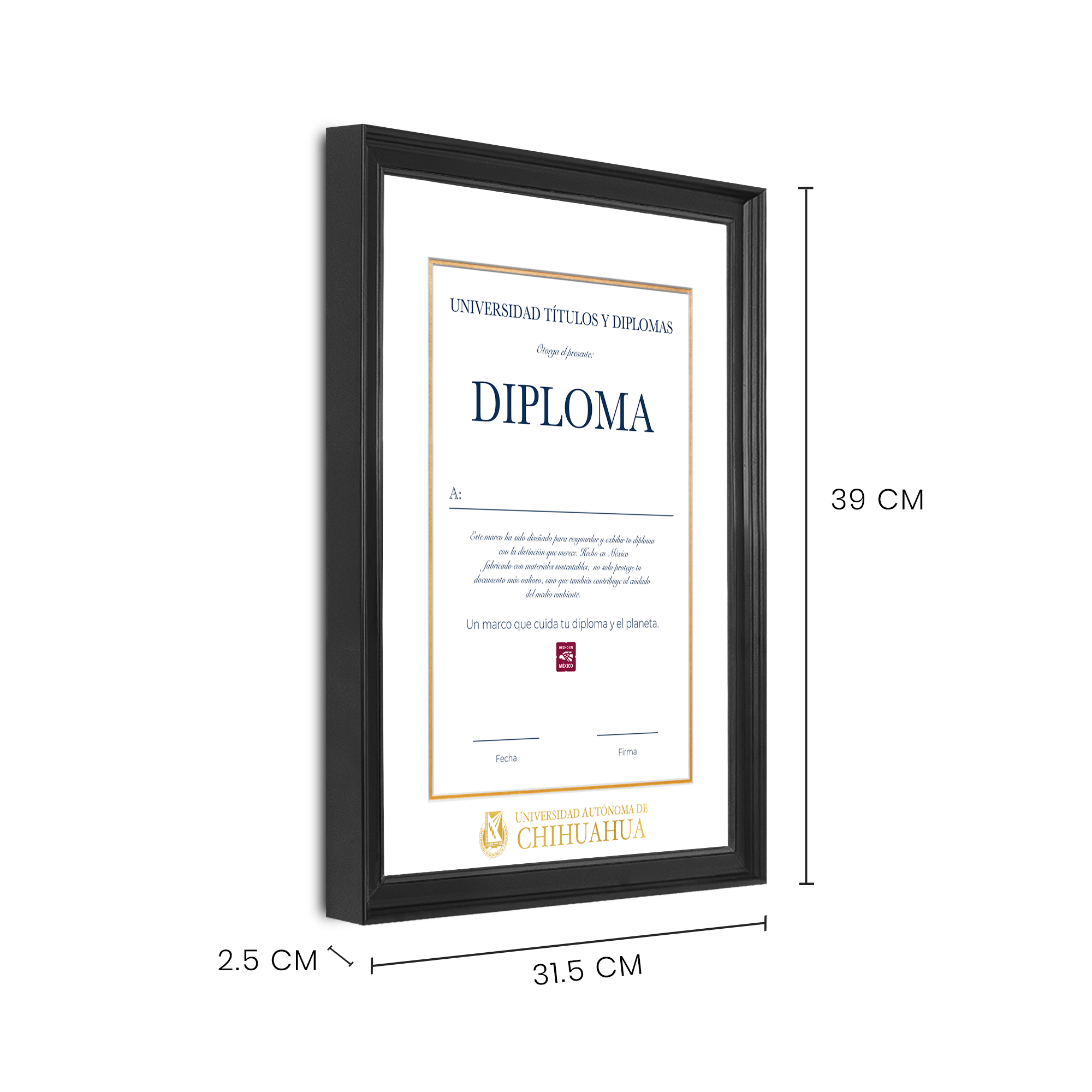 Diploma oficial UACH Marco negro