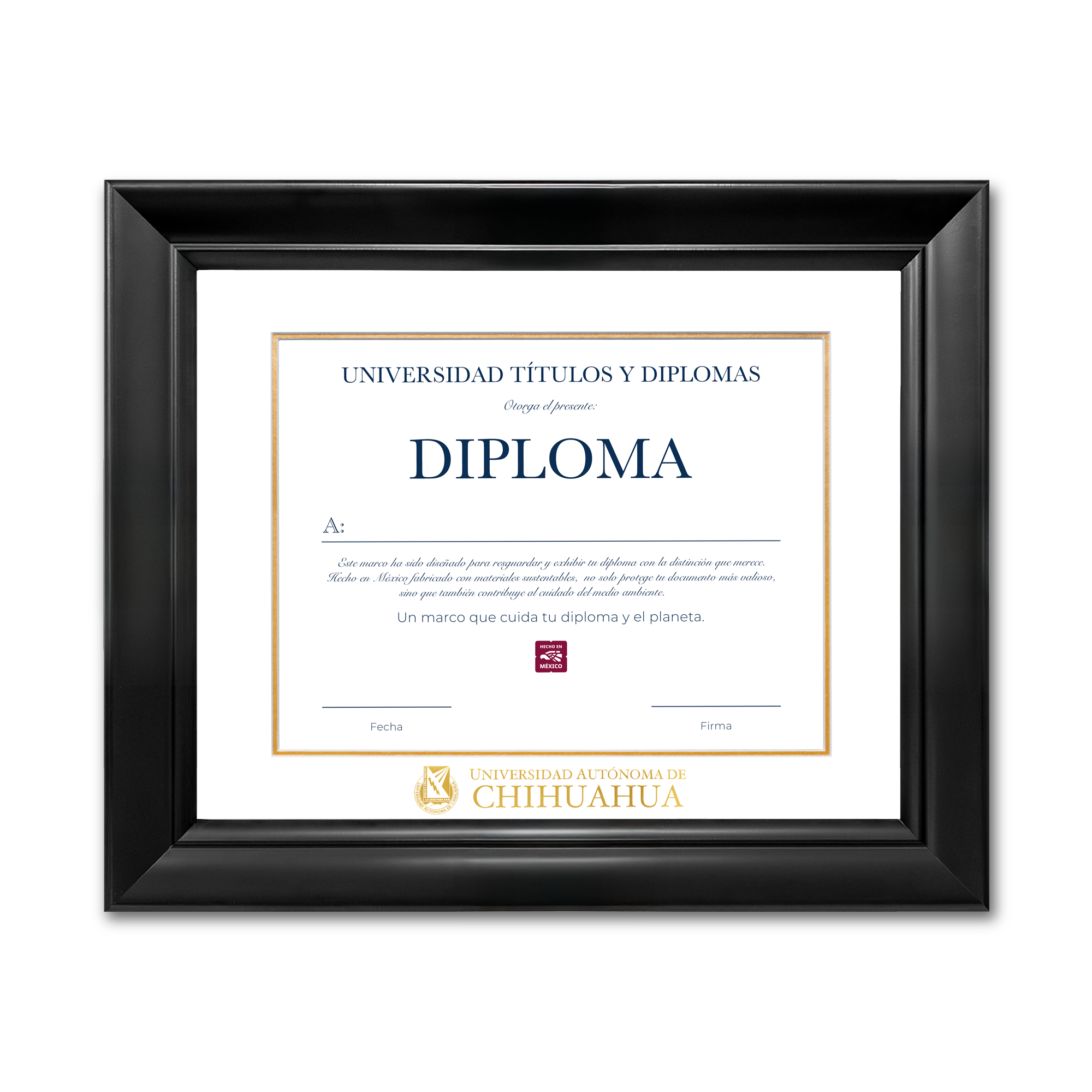 Diploma oficial UACH Marco color negro