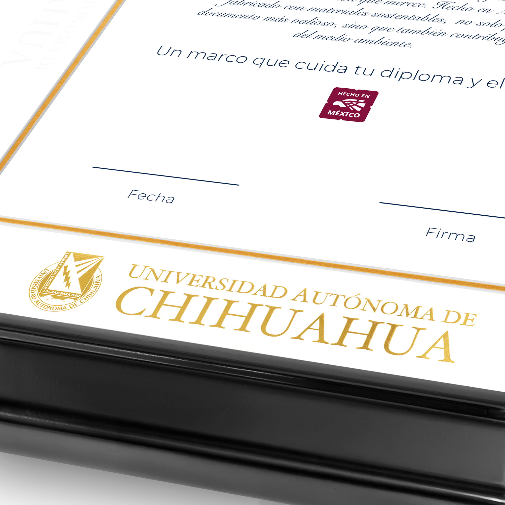 Diploma oficial UACH Marco color negro