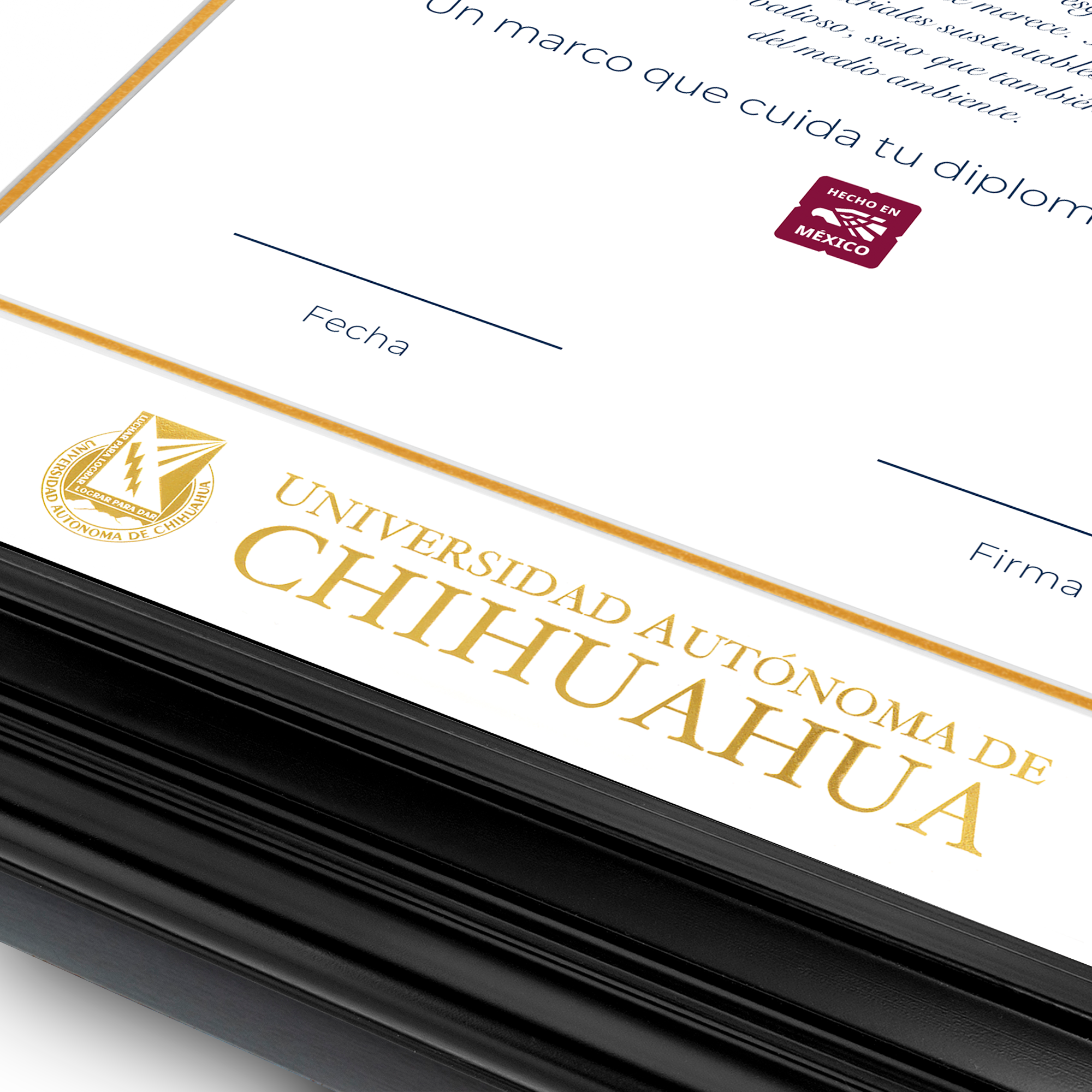 Diploma oficial UACH Marco color negro con relieves