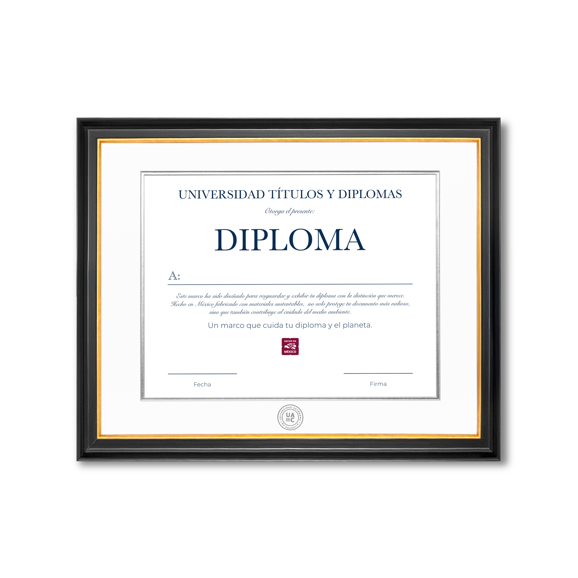 Diploma oficial UAdeC Marco negro
