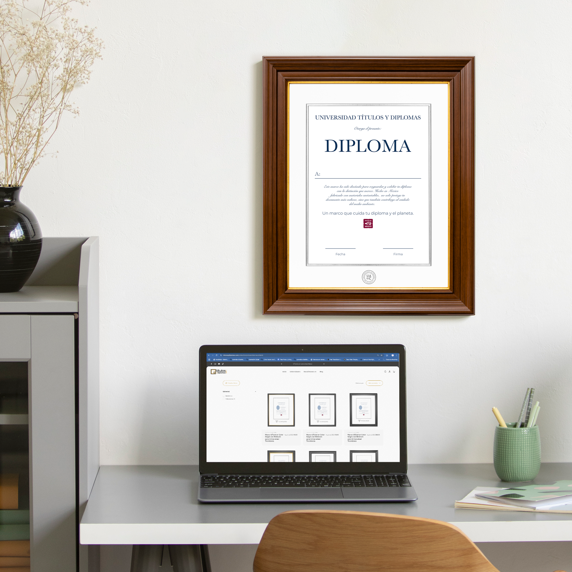 Diploma oficial UAdeC Marco color negro