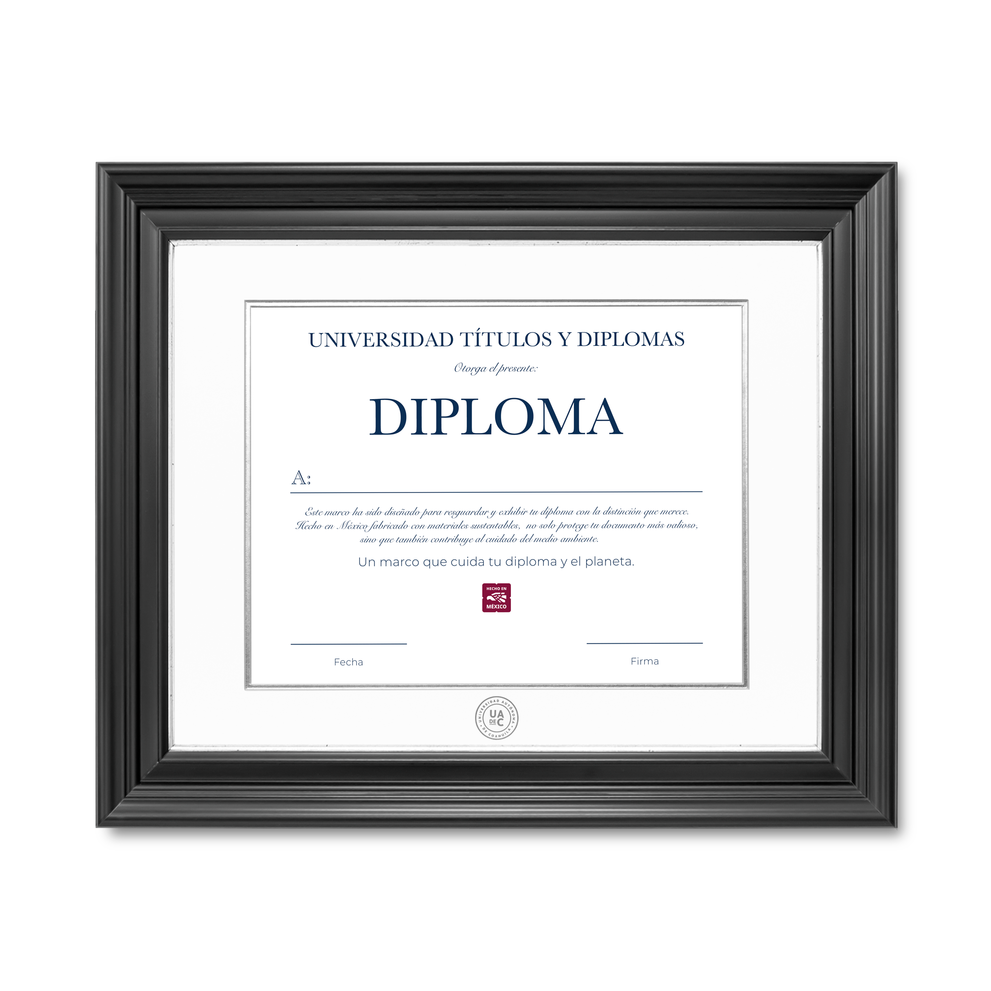 Diploma oficial UAdeC Marco negro