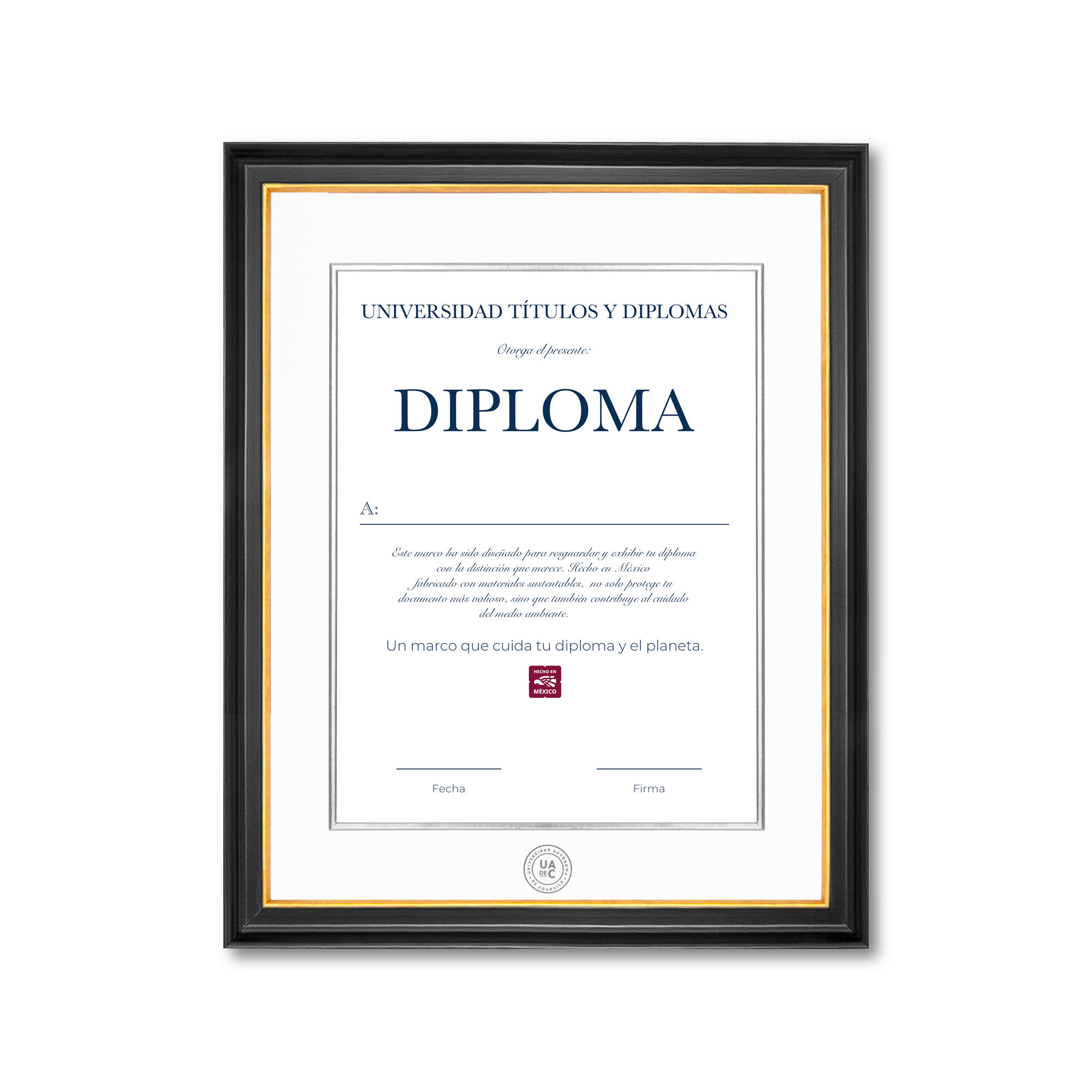 Diploma oficial UAdeC Marco negro