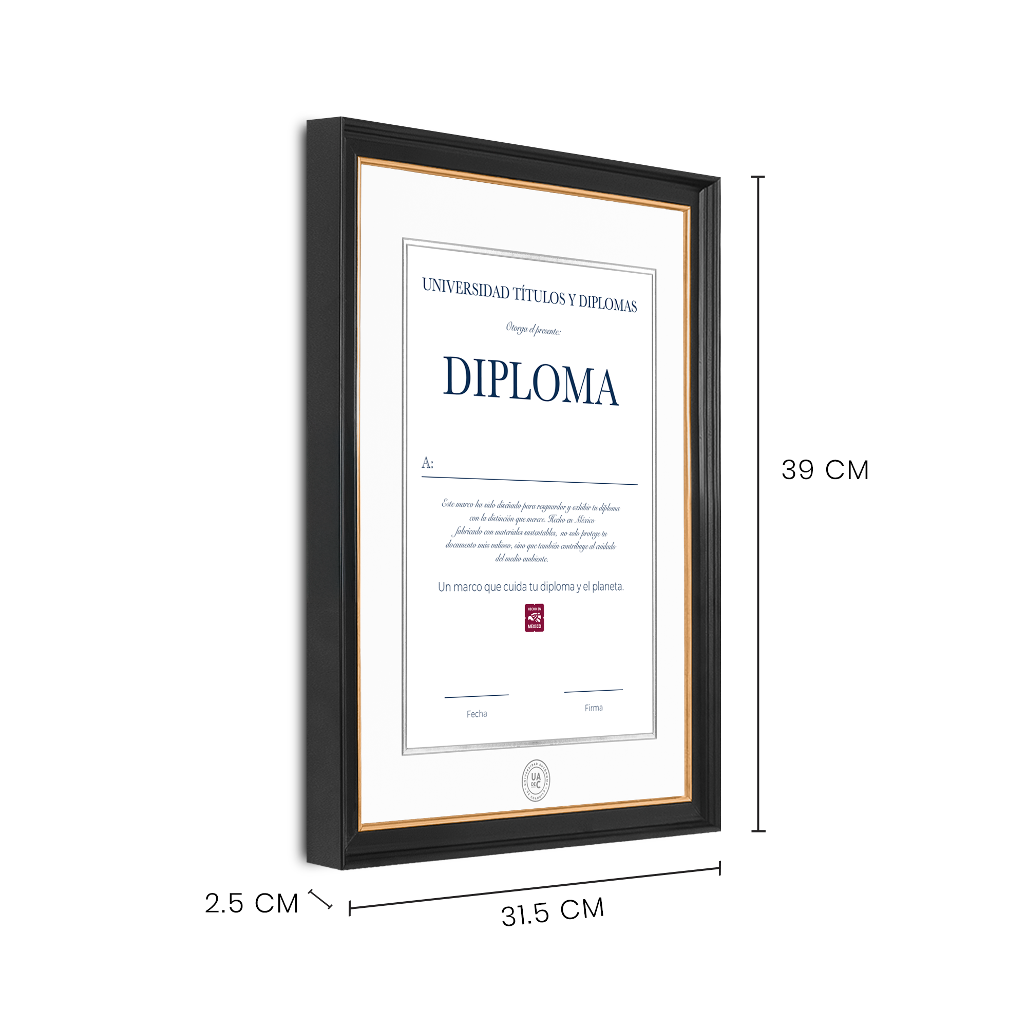 Diploma oficial UAdeC Marco negro