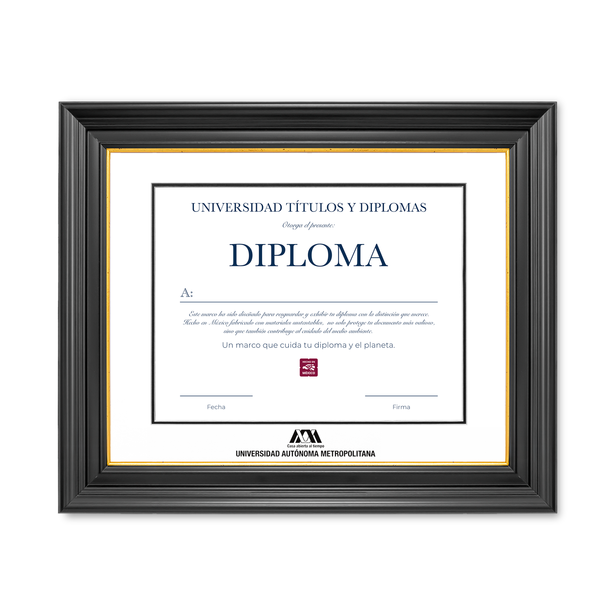 Diploma oficial UAM Marco color caoba