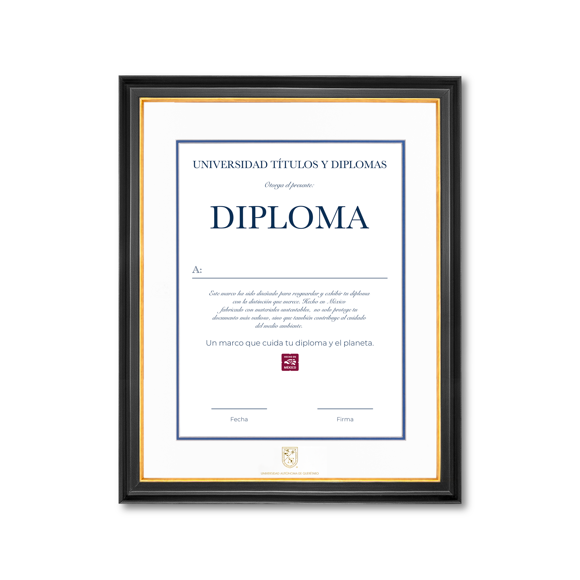 Diploma oficial UAQ Marco negro