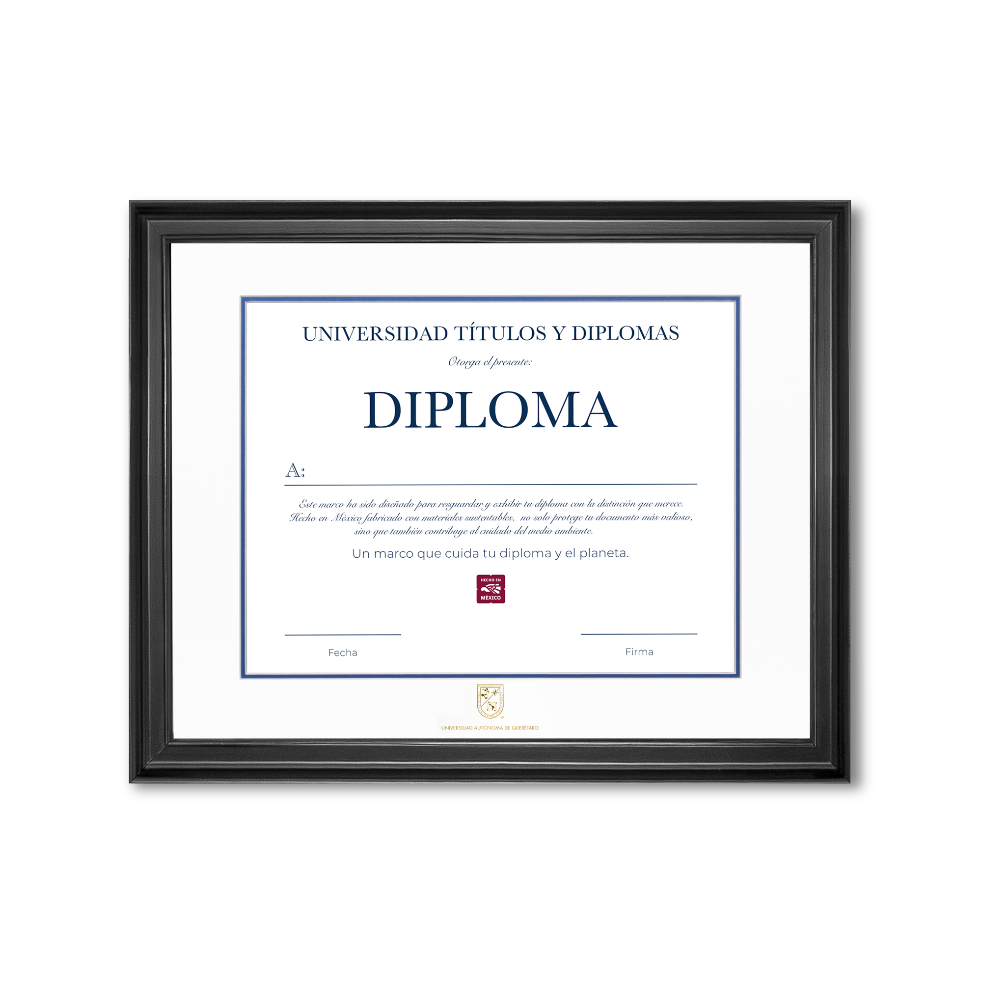 Diploma oficial UAQ Marco negro