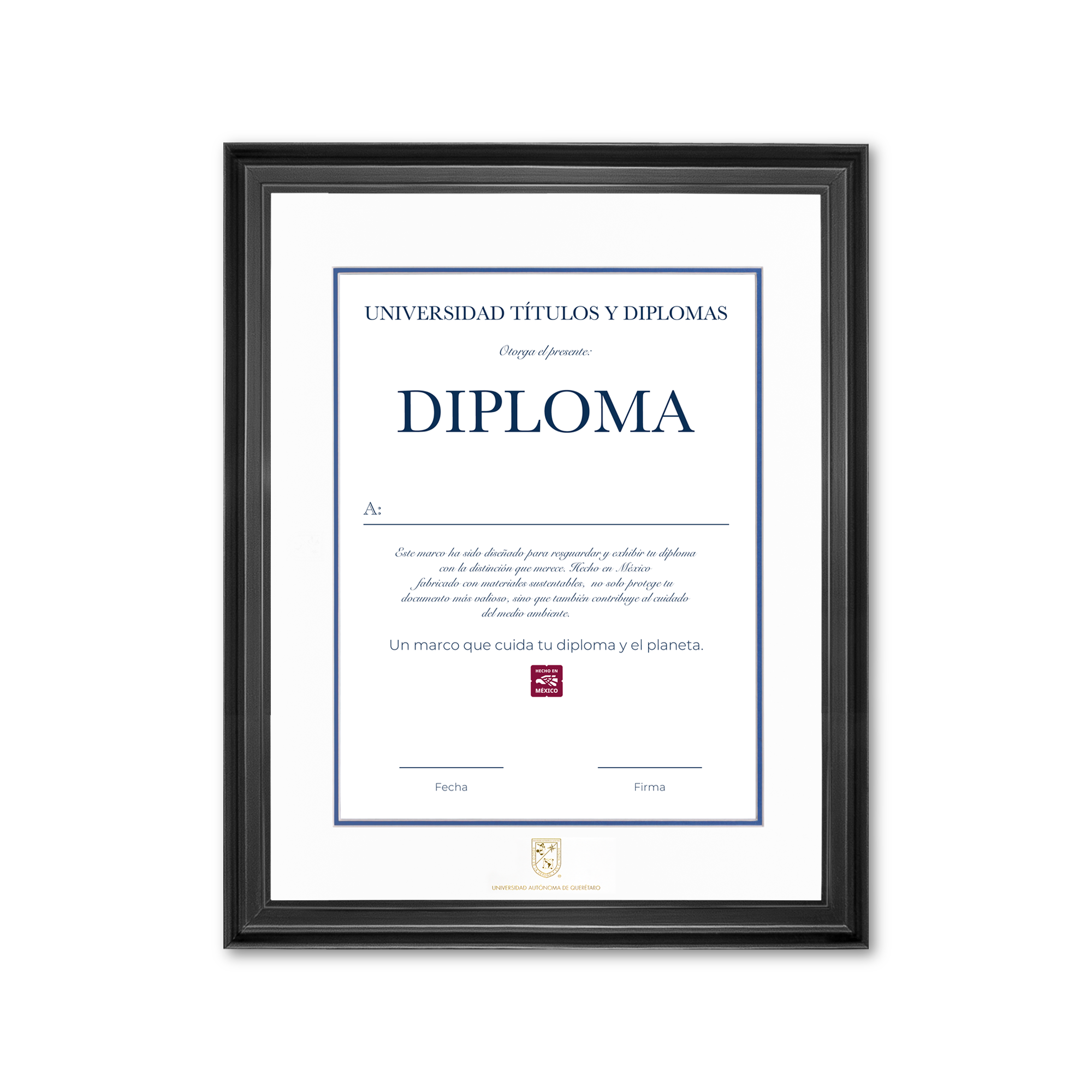 Diploma oficial UAQ Marco negro