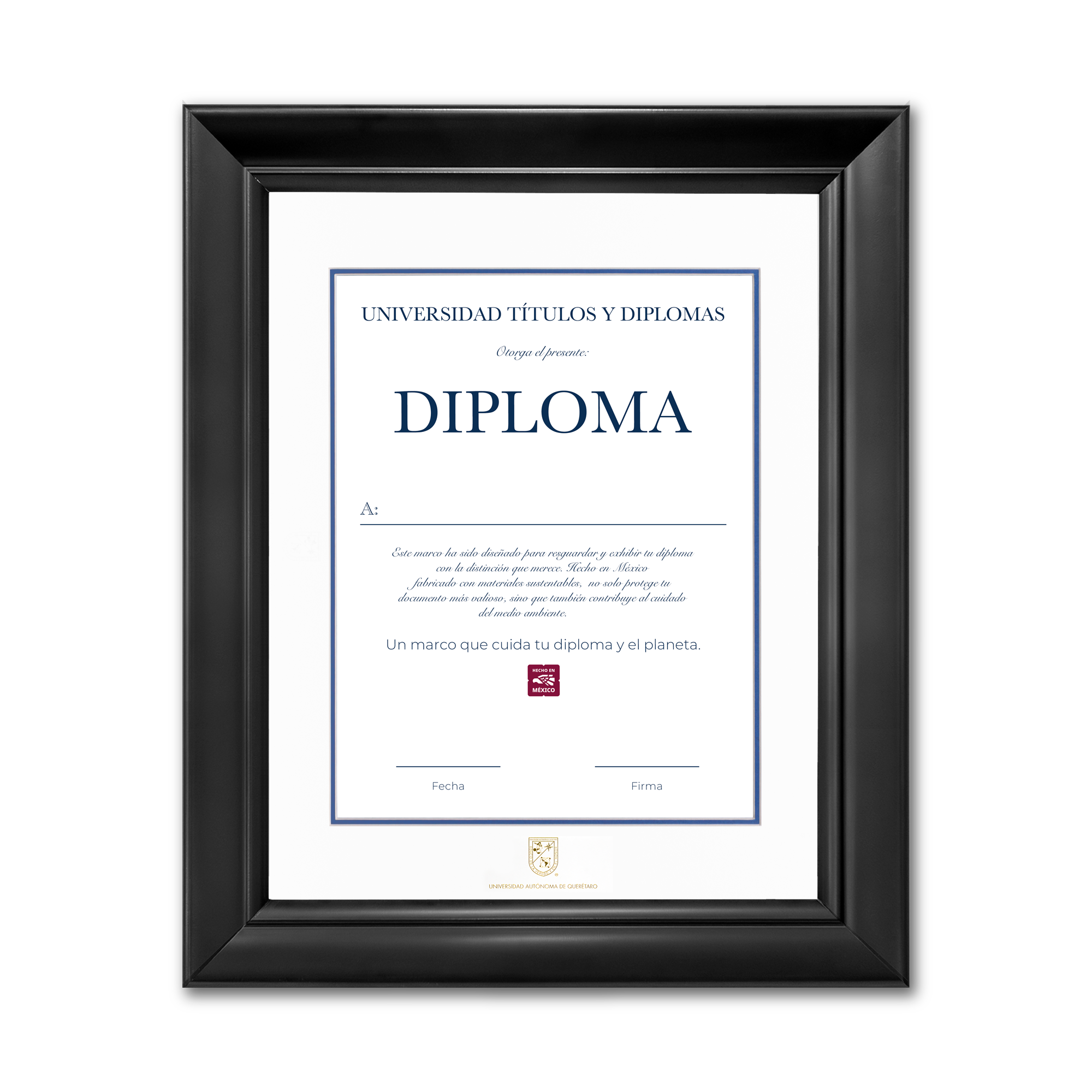 Diploma oficial UAQ Marco color negro