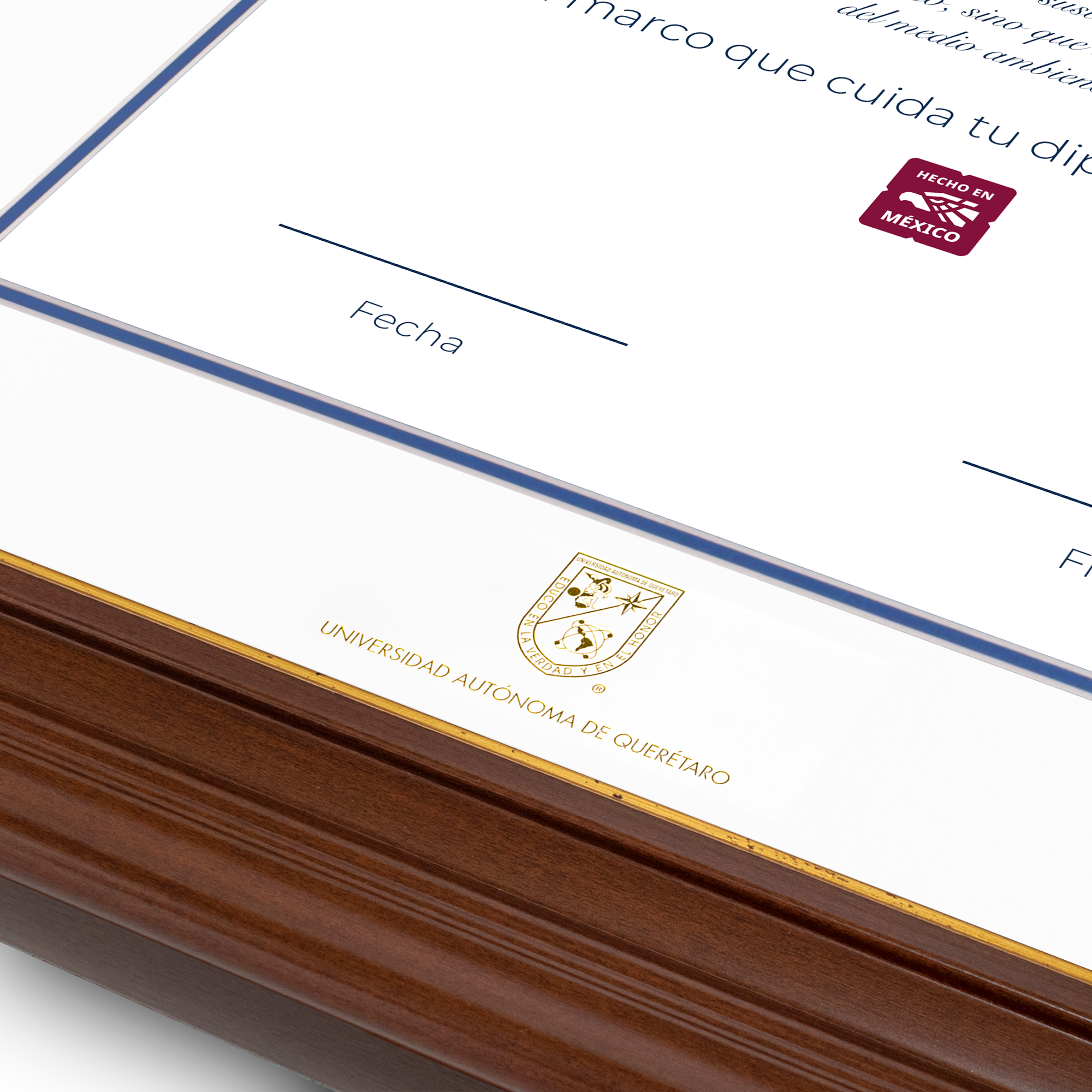 Diploma oficial UAQ Marco color nogal