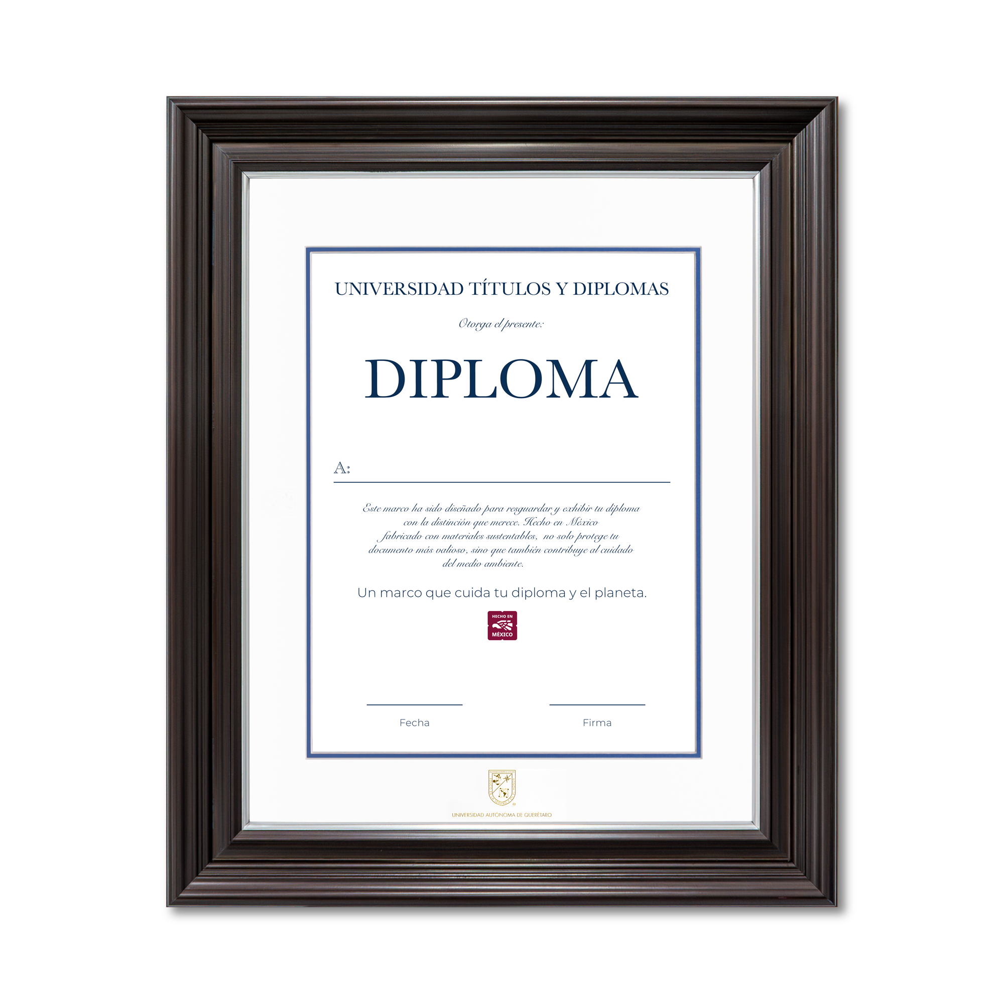 Diploma oficial UAQ marco color negro
