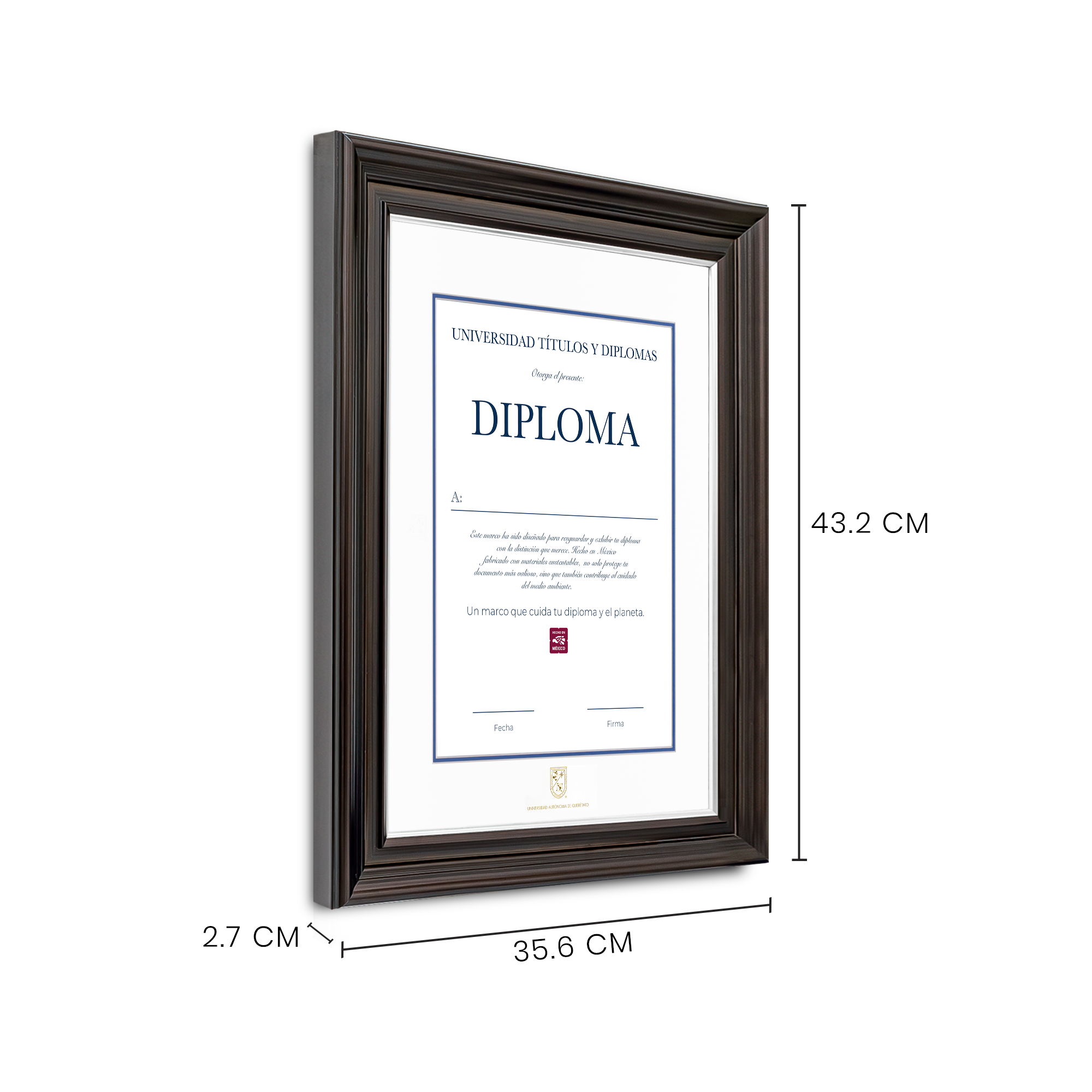 Diploma oficial UAQ marco color negro