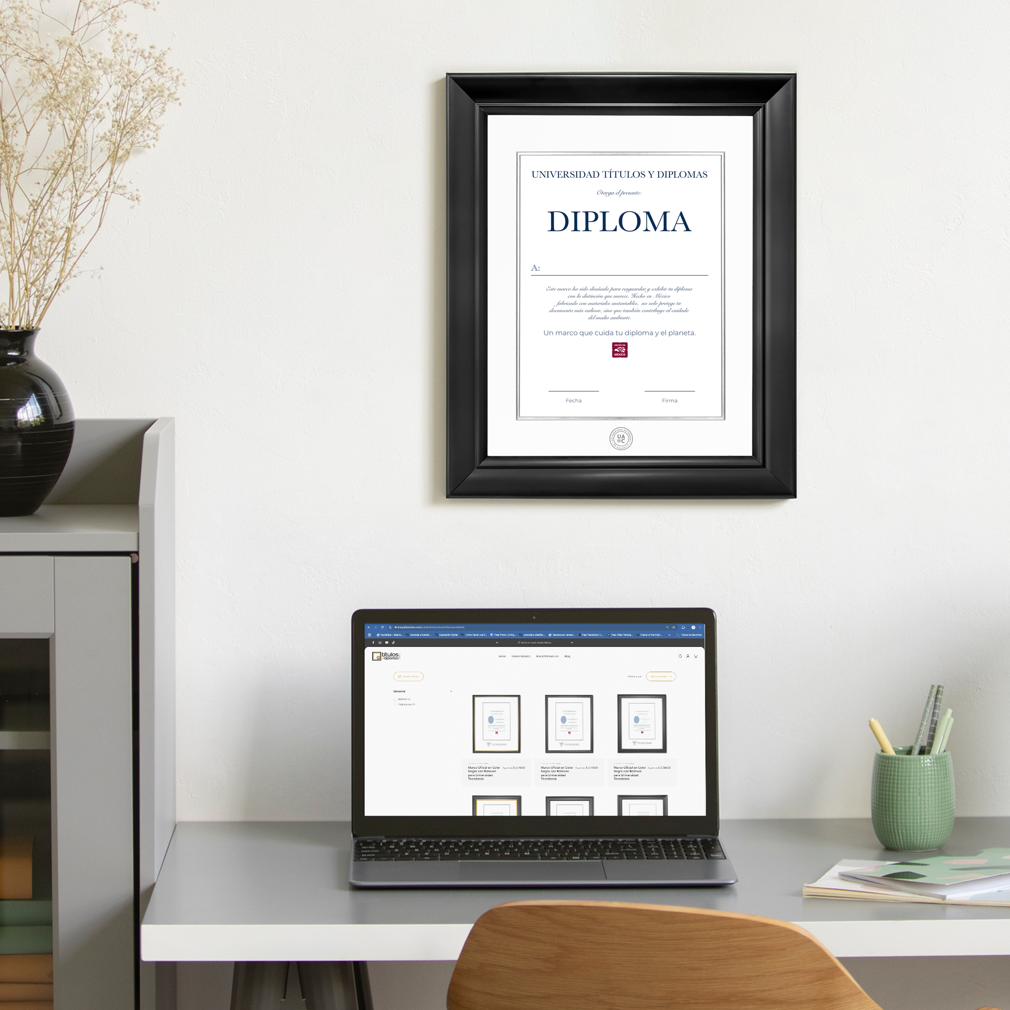 Diploma oficial UAdeC Marco color negro