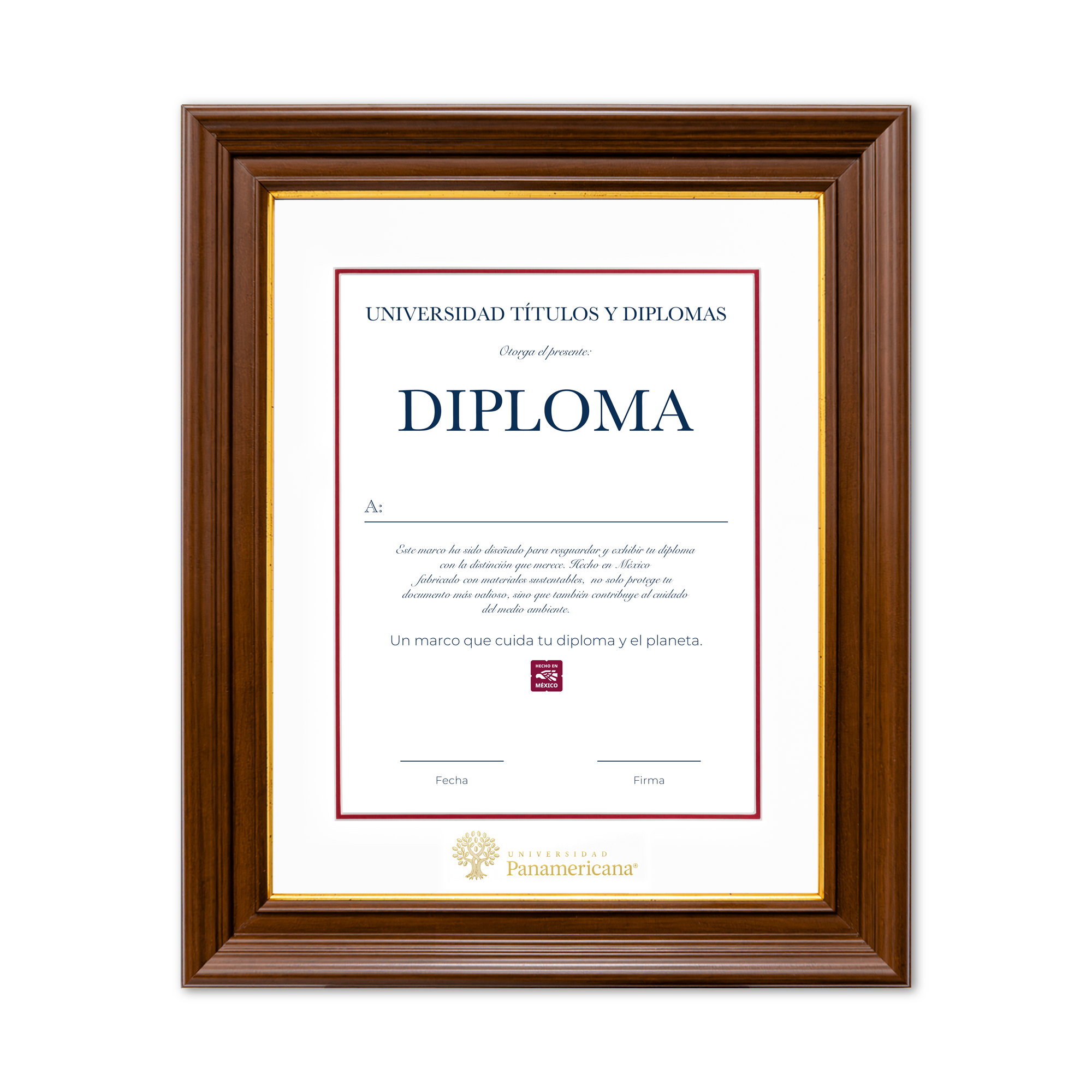 Diploma oficial UP Marco color nogal