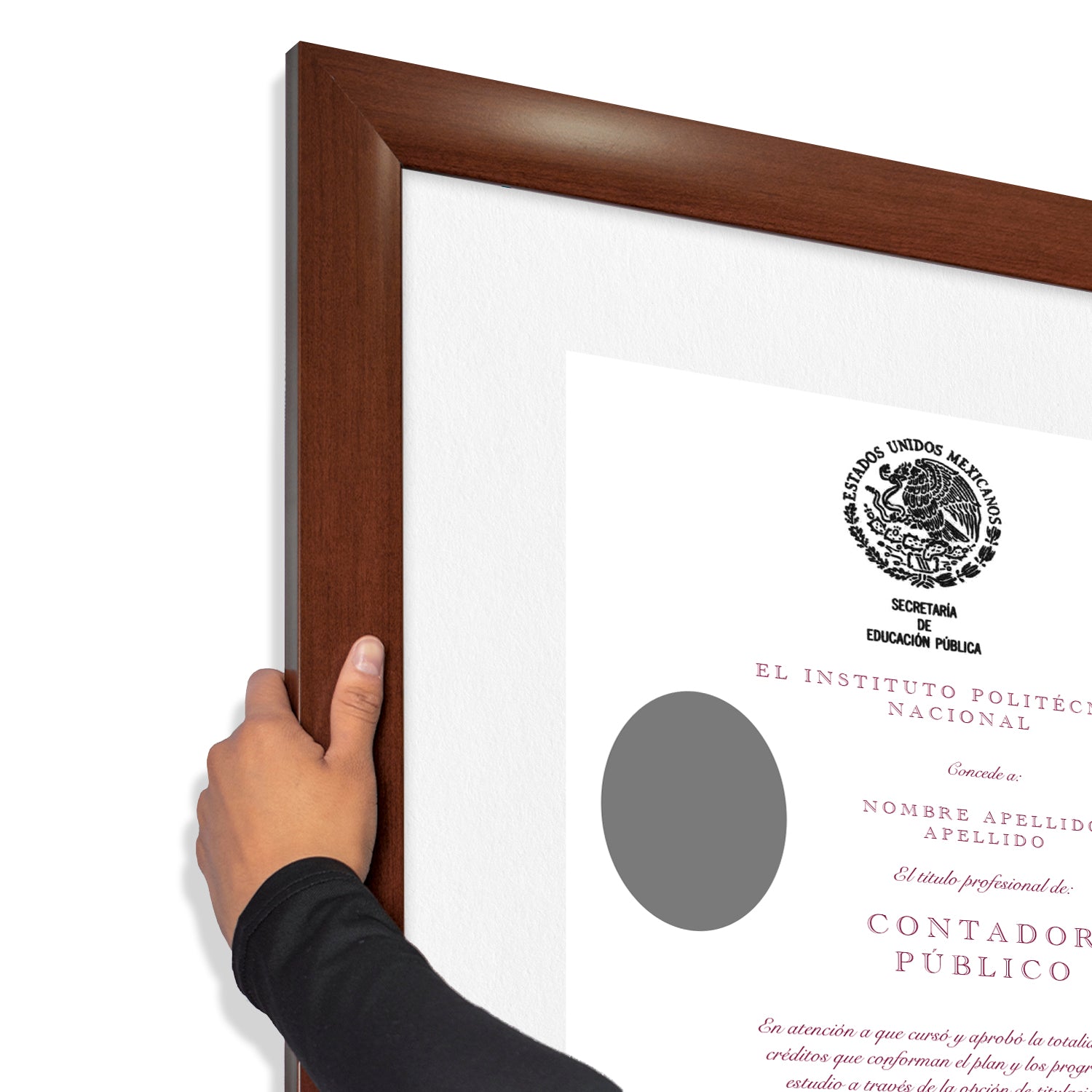 Marco para Título Profesional Color Nogal