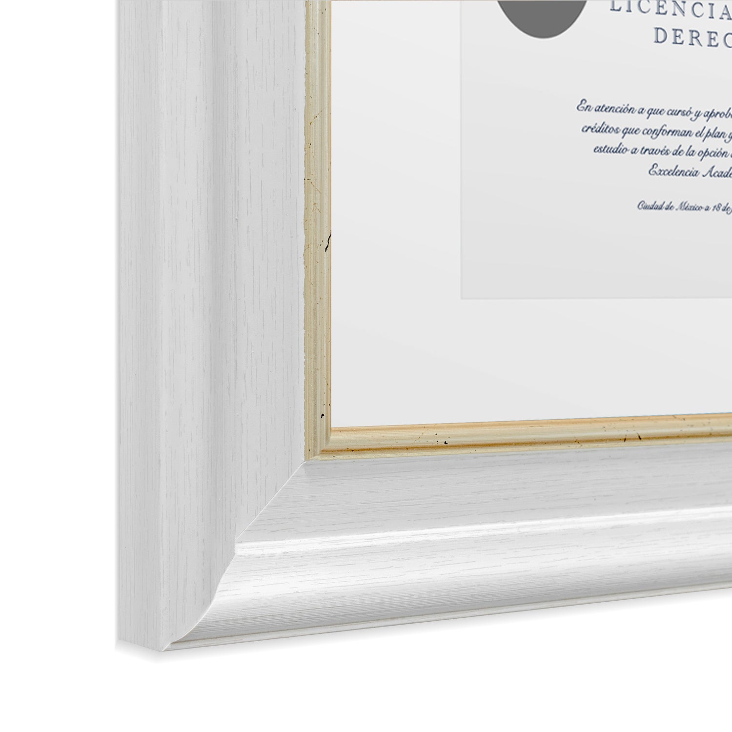 Marco para Título Universitario | Elegante Acabado Blanco con Filo Dorado