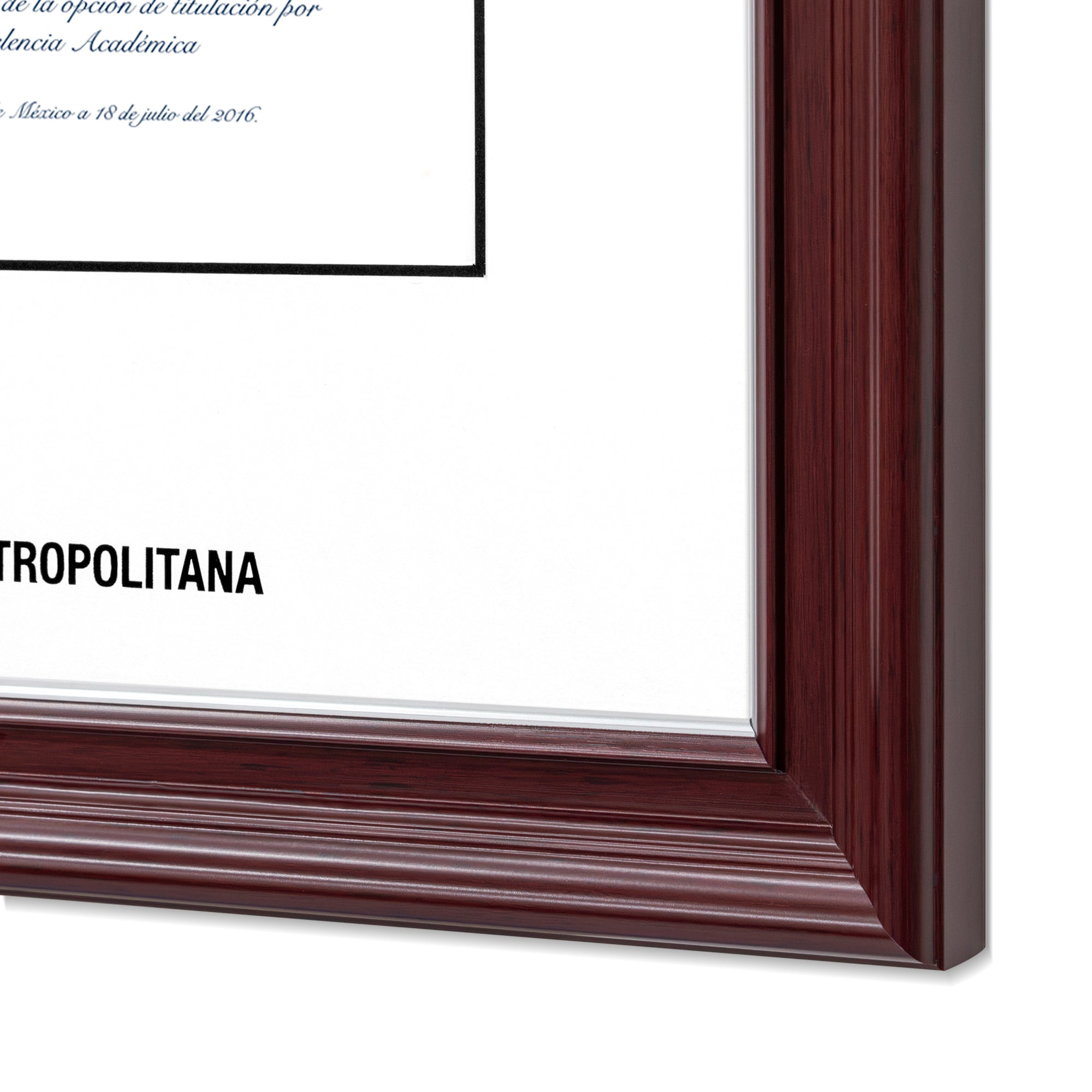 Marco Oficial UAM® en Color Caoba con Filo Plata, Para Título Universitario