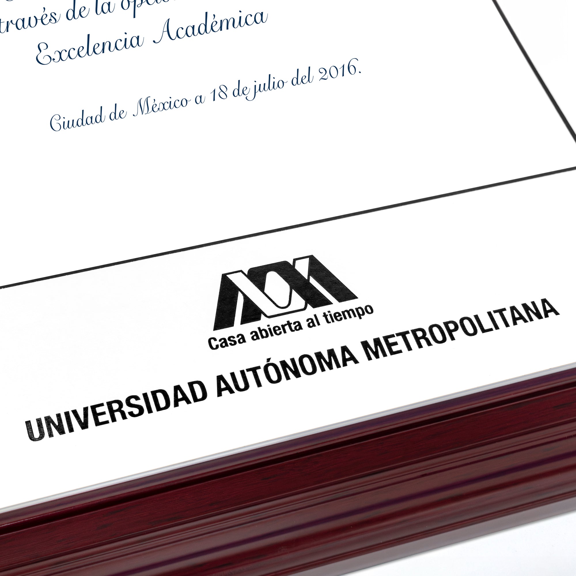 Marco Oficial UAM® en Color Caoba con Filo Plata, Para Título Universitario