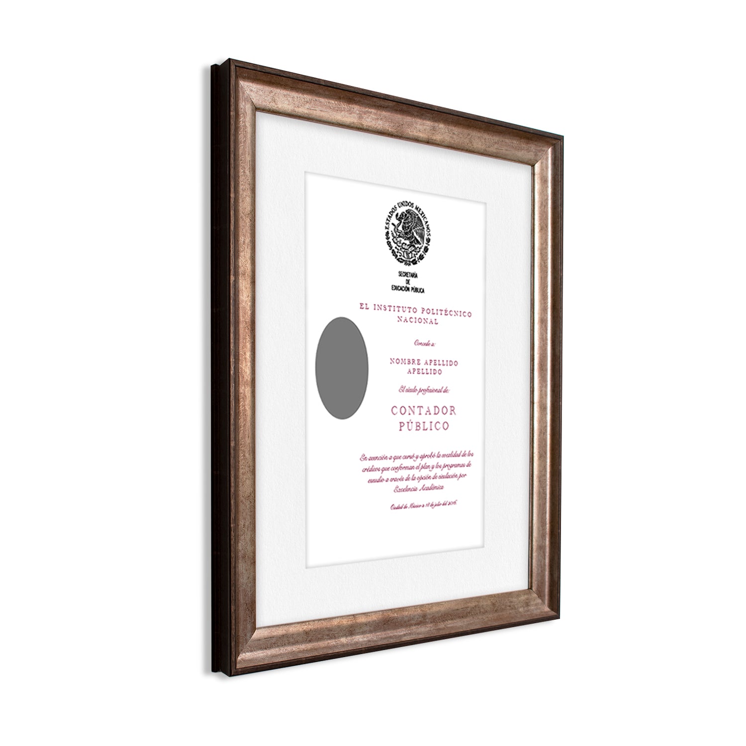 Marco para Título Profesional Color Ébano Platinado