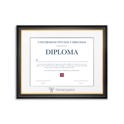 Diploma oficial Tecmilenio Marco negro con filo dorado