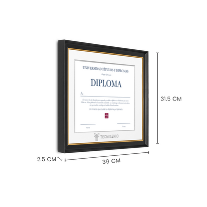 Diploma oficial Tecmilenio Marco negro con filo dorado