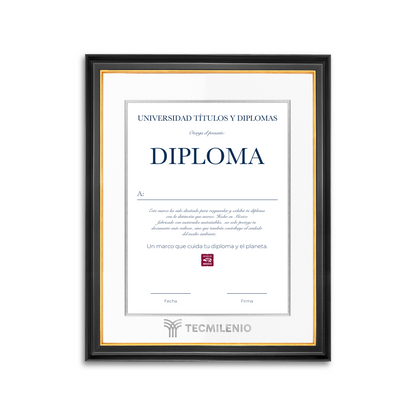 Diploma oficial Tecmilenio Marco negro con filo dorado