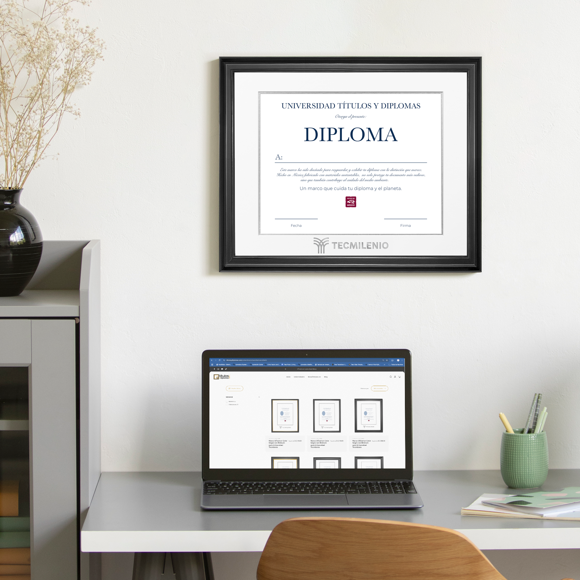 Diploma oficial Tecmilenio Marco negro