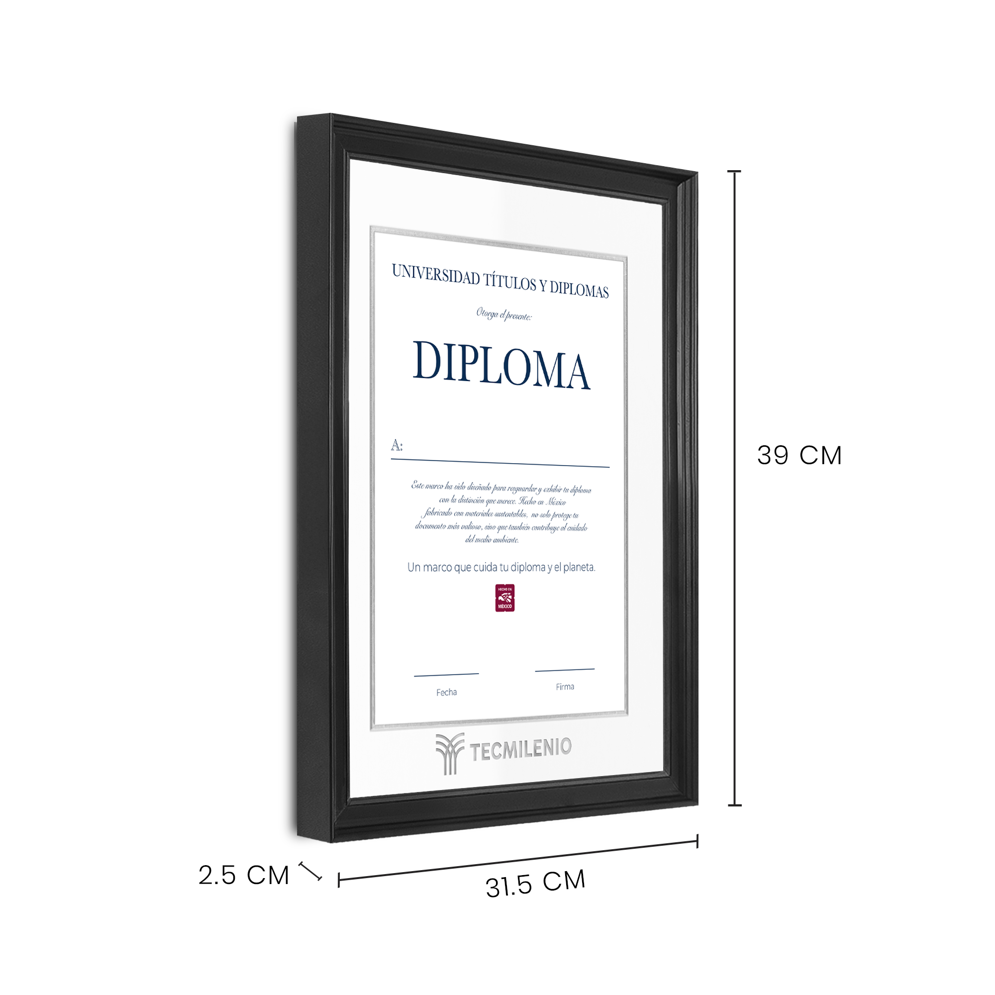 Diploma oficial Tecmilenio Marco negro