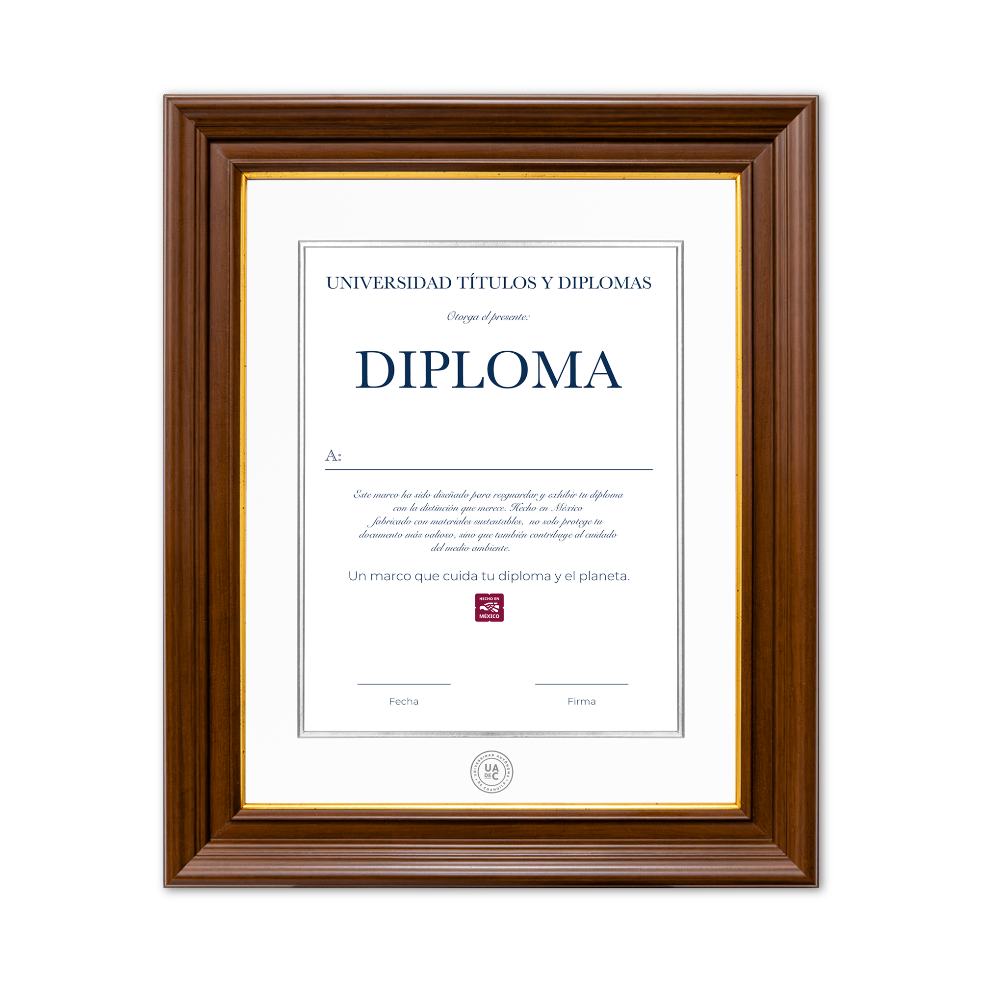 Diploma oficial UAdeC Marco color negro
