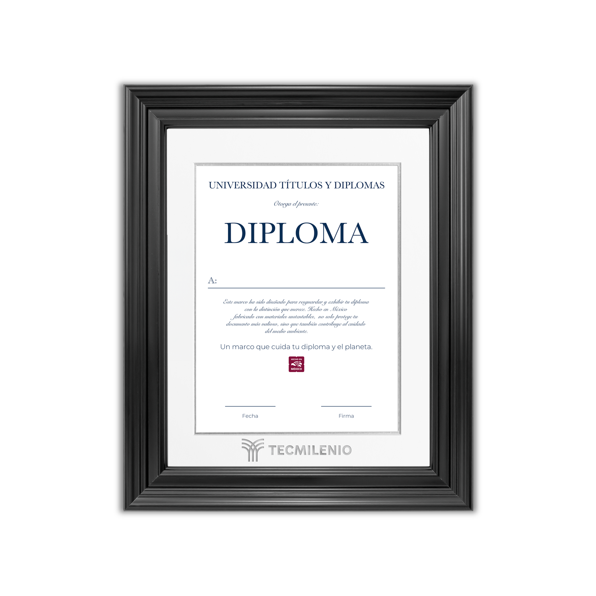 Diploma oficial Tecmilenio Marco color negro con relieves