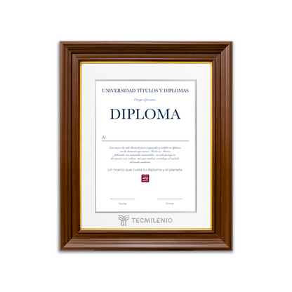 Diploma oficial Tecmilenio marco color nogal