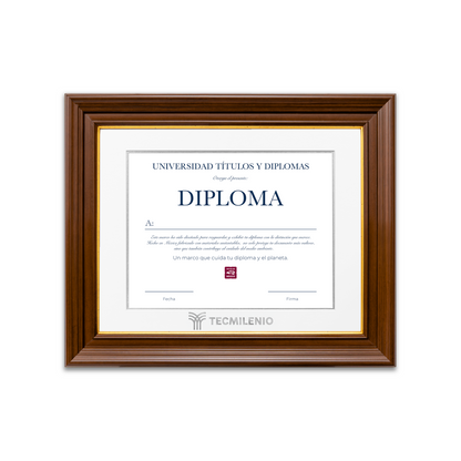 Diploma oficial Tecmilenio marco color nogal