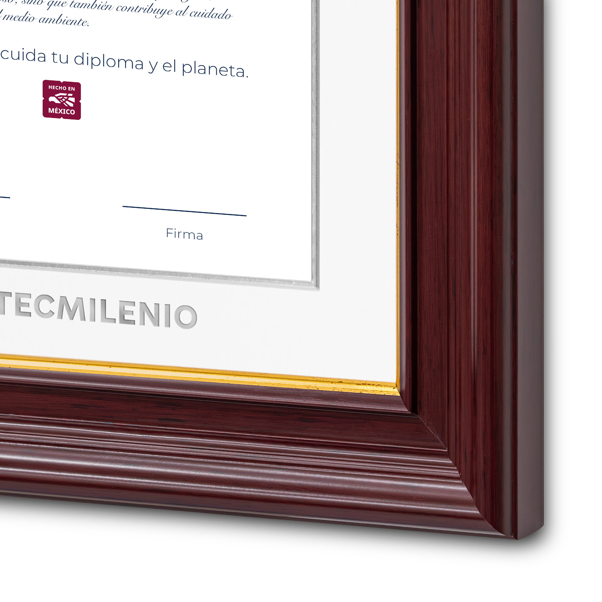Diploma oficial Tecmilenio Marco color caoba