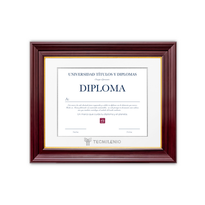 Diploma oficial Tecmilenio Marco color caoba