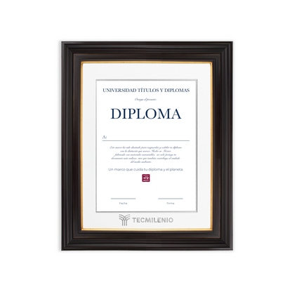 Diploma oficial Tecmilenio Marco negro con filo dorado