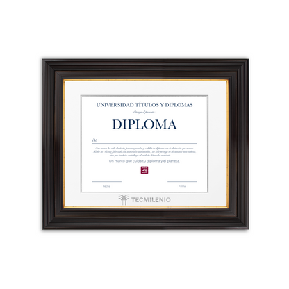 Diploma oficial Tecmilenio Marco negro con filo dorado