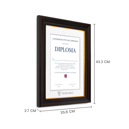 Diploma oficial Tecmilenio Marco negro con filo dorado