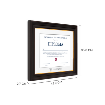 Diploma oficial Tecmilenio Marco negro con filo dorado