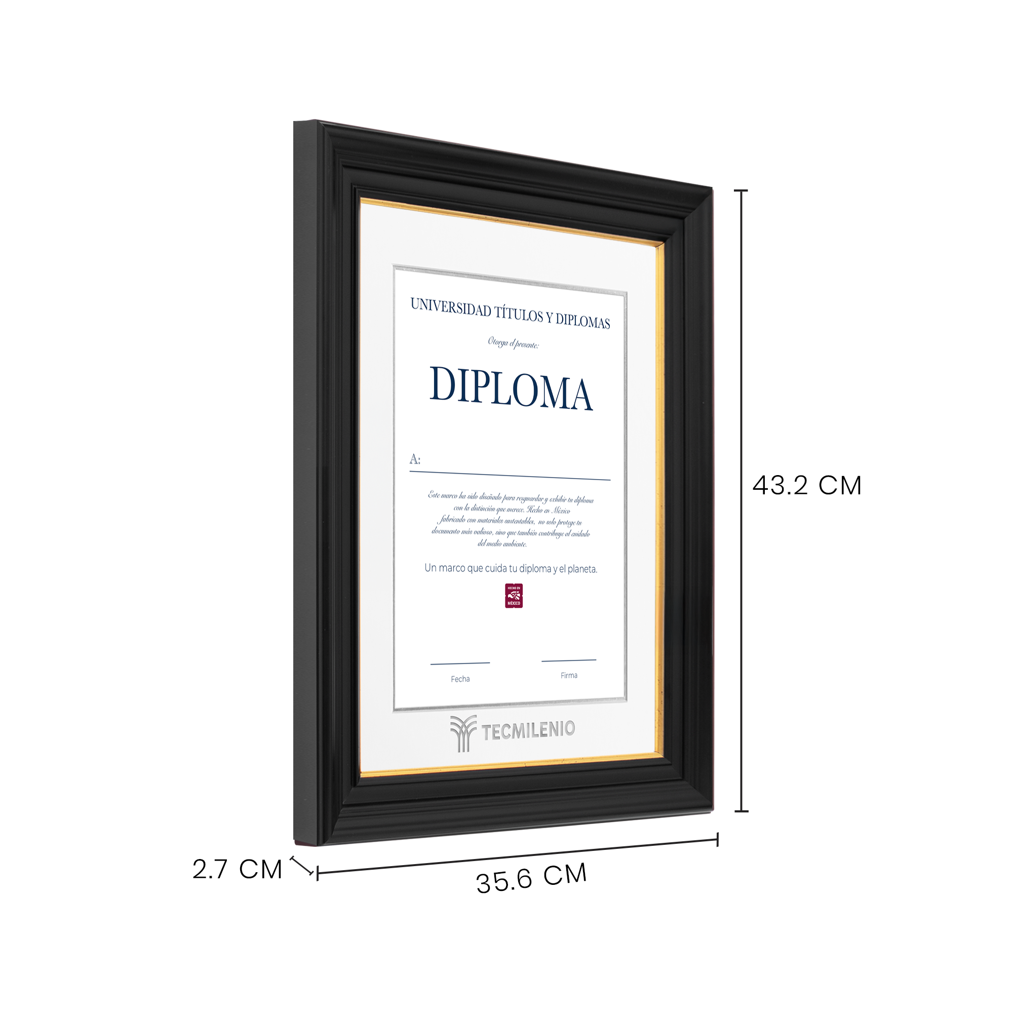 Diploma oficial Tecmilenio Marco color negro